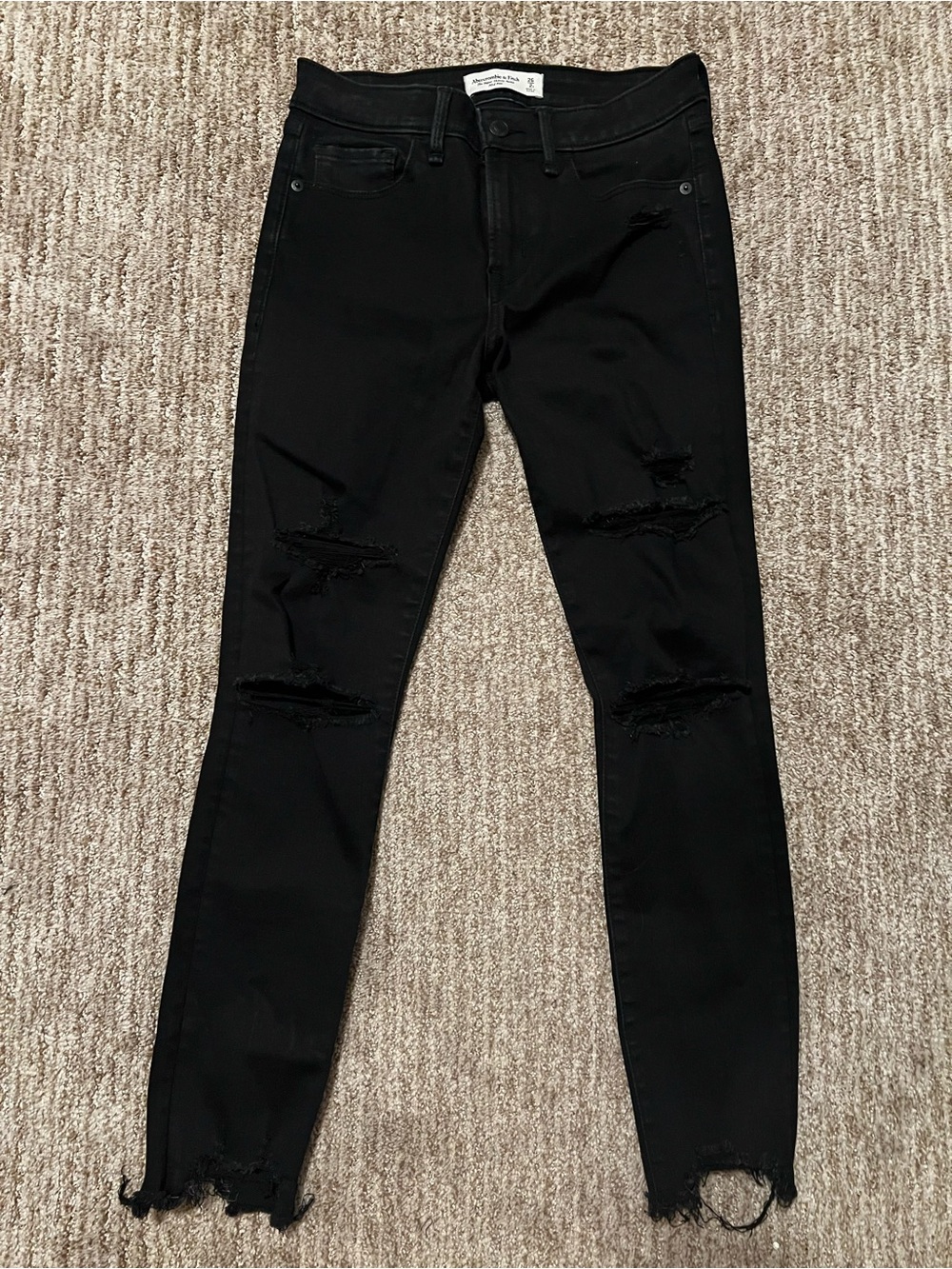 Abercrombie & Fitch Black Ripped Skinny Jeans